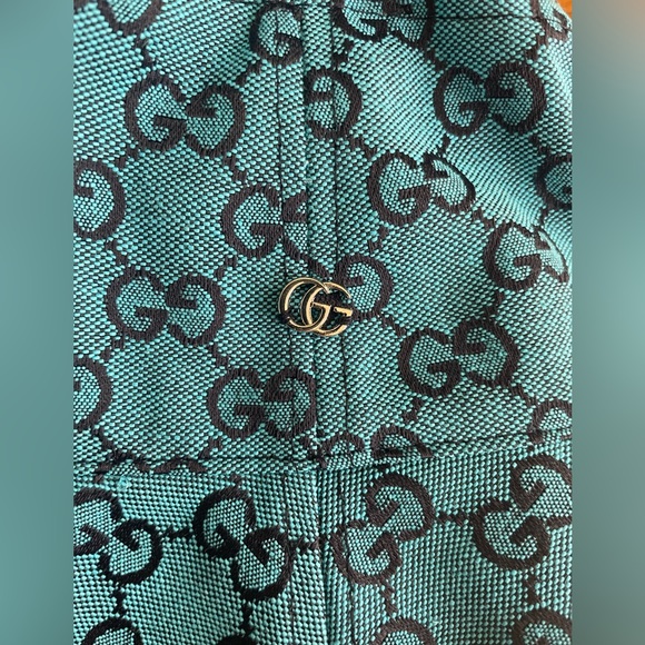 Gucci HAT BUCKET STYLE GG LOGO ALLOVER BLUE MONOGRAM CANVAS SMALL - Picture 3 of 6